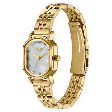 Poze By Sonata Quartz Analog White Mother of Pearl Dial Golden Stainless Steel Strap Watch For Women