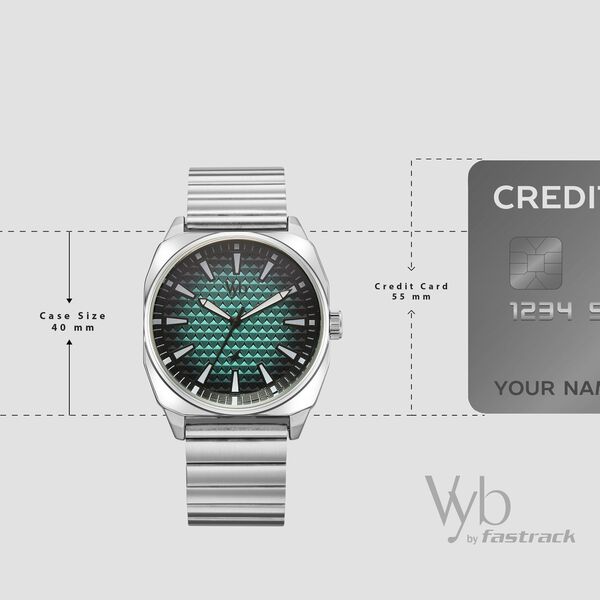 Vyb Drift By Fastrack Quartz Analog Blue Dial Silver Stainless Steel Strap Watch For Guys - image number 3