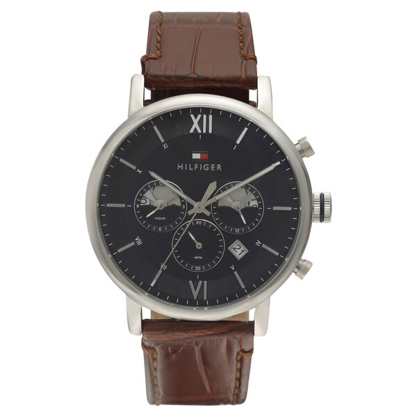 Tommy Hilfiger Quartz Chronograph Blue Dial Leather Strap Watch for Men - image number 1