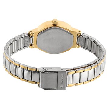 Sonata Quartz Analog White Dial Stainless Steel Strap Watch for Women
