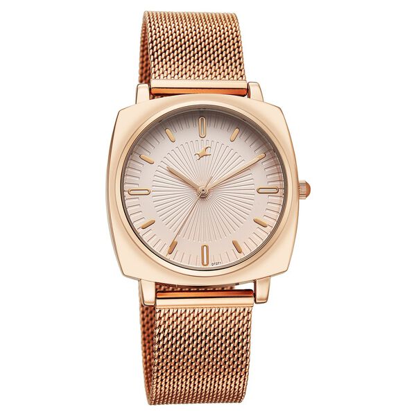 Fastrack Stunners Quartz Analog Rose Gold Dial Rose Gold Stainless Steel Strap Watch For Girls - image number 1