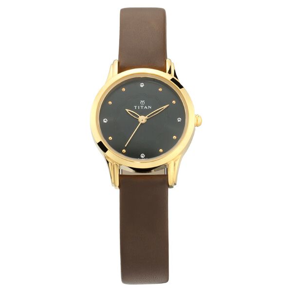 Titan Quartz Analog Black Dial Leather Strap Watch for Women - image number 0