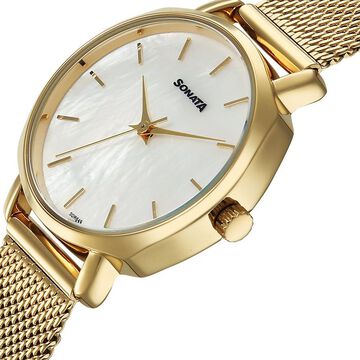 Sonata Eternia Quartz Analog Silver Dial Metal Strap Watch For Women
