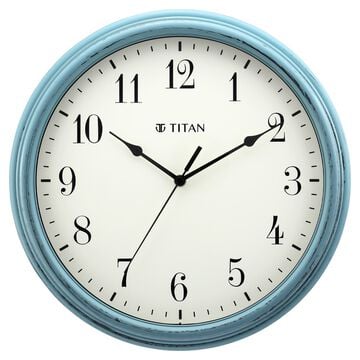 Titan Contemporary Distressed Finish White Wall Clock with Silent Sweep Technology - 32.5 cm x 32.5 cm (Medium)
