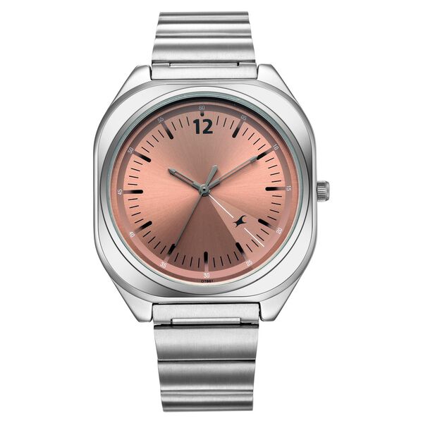 Fastrack 9 to Fine Analog withSalmon Pink Metal Strap Watch for Guys - image number 0