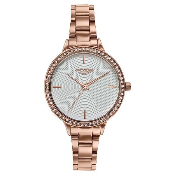 Poze By Sonata Quartz Analog White Dial Rose Gold Stainless Steel Strap Watch For Women - image number 1