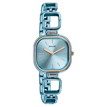 Sonata Colours of Earth Quartz Analog Blue Dial Metal Strap Watch For Women