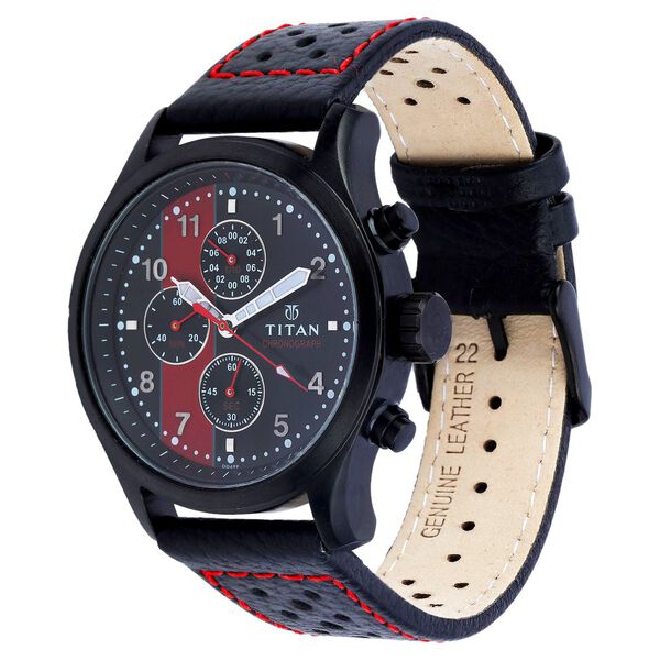 Titan Quartz Chronograph Black Dial Leather Strap Watch for Men - image number 1