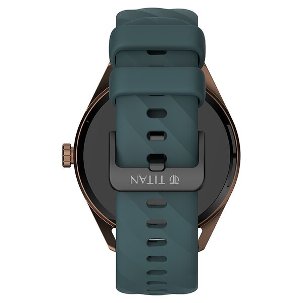 Titan Crest with 3.63 cm AMOLED Display with AOD, Functional Crown, BT Calling, Premium Smartwatch with Teal Strap - image number 2