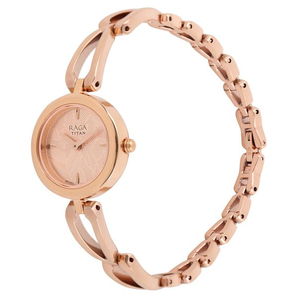 Titan Raga Foliage Rose Gold Dial Women Watch With Metal Strap - image number 1