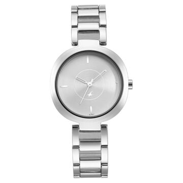 Fastrack Stunners Quartz Analog Silver Dial Metal Strap Watch for Girls