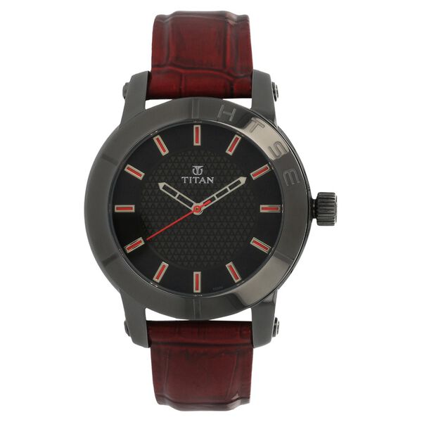 Titan Quartz Analog Solar Black Dial Leather Strap Watch for Women - image number 0