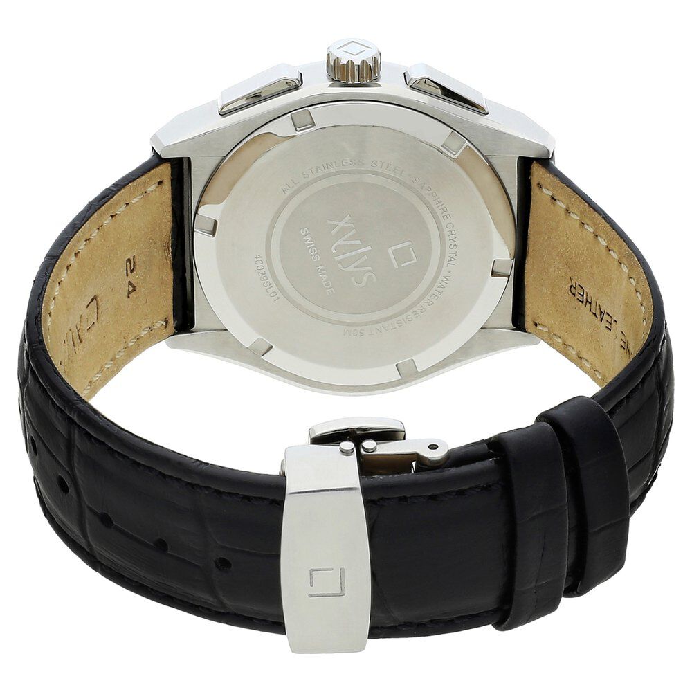 Buy Online Xylys Swiss Chronograph Black Leather Strap and Grey