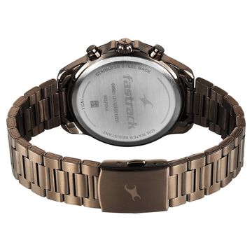 Fastrack Wild Quartz Chronograph Maroon Dial Chrome K Stainless Steel Strap Watch For Guys