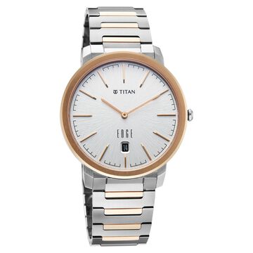 Edge Meister Quartz Analog with Date White Dial Rose Gold Titanium Strap Watch For Men