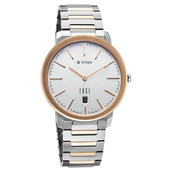 Edge Meister Quartz Analog with Date White Dial Rose Gold Titanium Strap Watch For Men - image number 2