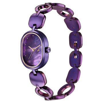 Fastrack Style Up Quartz Analog Purple Mother Of Pearl Dial Purple Metal Strap Watch For Girls