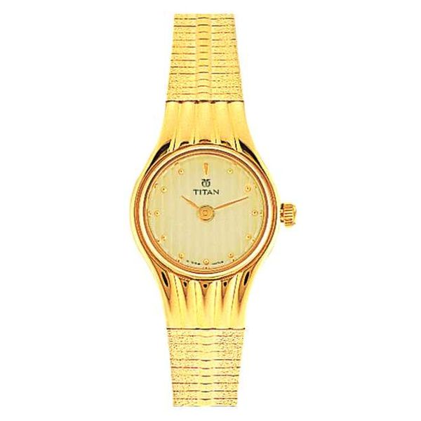 Titan Quartz Analog Champagne Dial Stainless Steel Strap Watch for Women - image number 0
