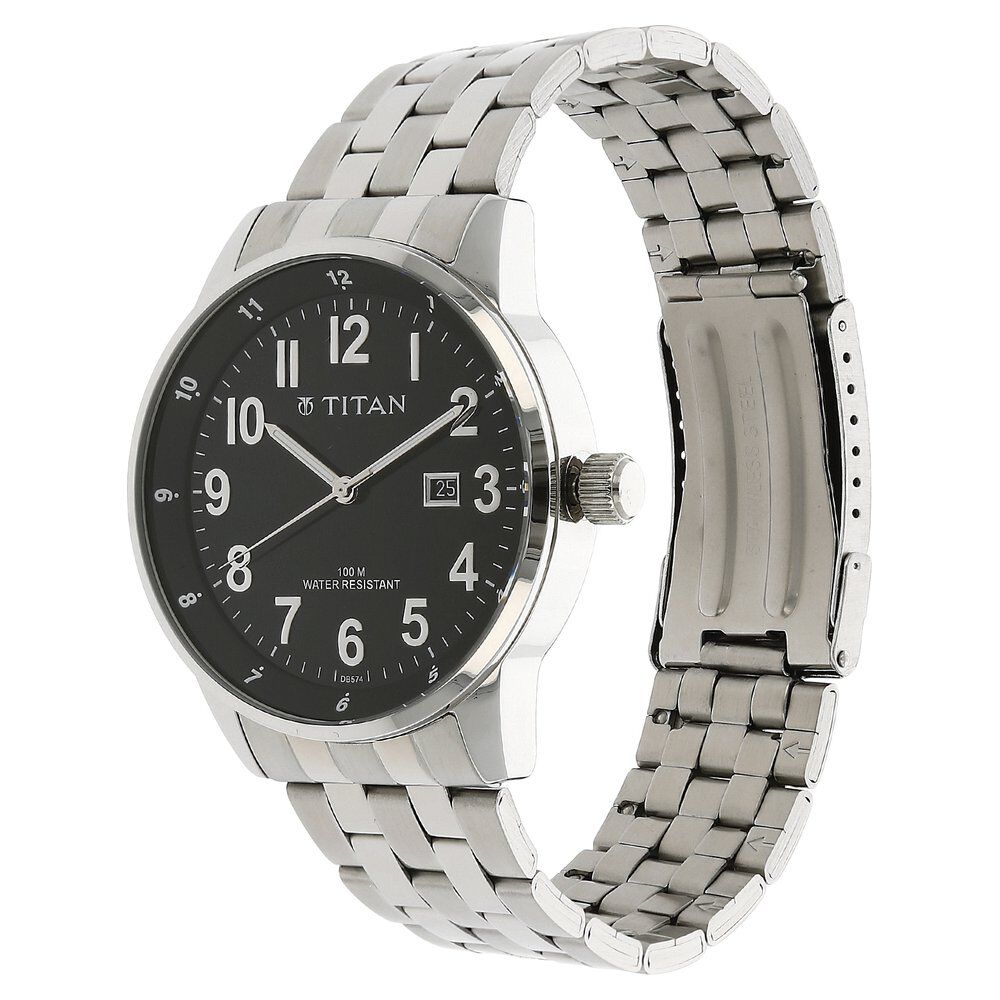 Buy Online Titan Quartz Analog with Date Black Dial Watch for Men nk9441sm01 Titan
