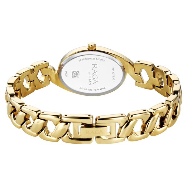 Raga Showstopper Quartz Analog Green Dial Golden Metal Strap Watch For Women - image number 5