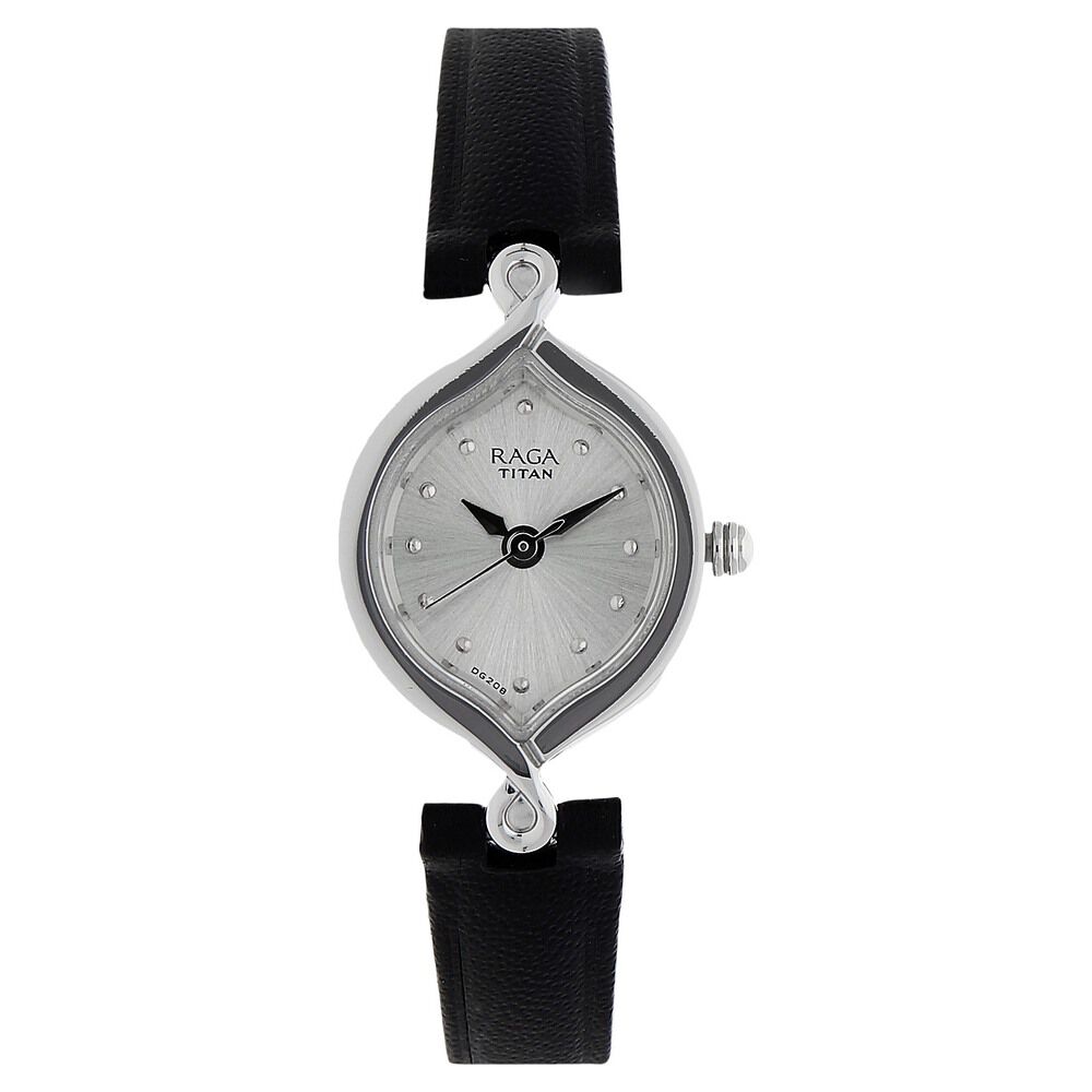 Buy Online Titan Raga Silver Dial Women Watch With Leather Strap nk2296sl01 Titan