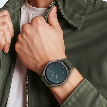 Titan Workwear Green Dial Analog Leather Strap Watch for Men