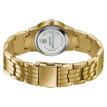 Poze Poze Quartz Analog Off White Dial Golden Metal Strap Watch For Women