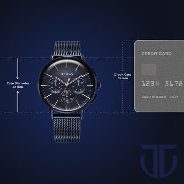 Titan Light leathers Multifunction Anthracite Dial Stainless Steel Strap Watch For Men