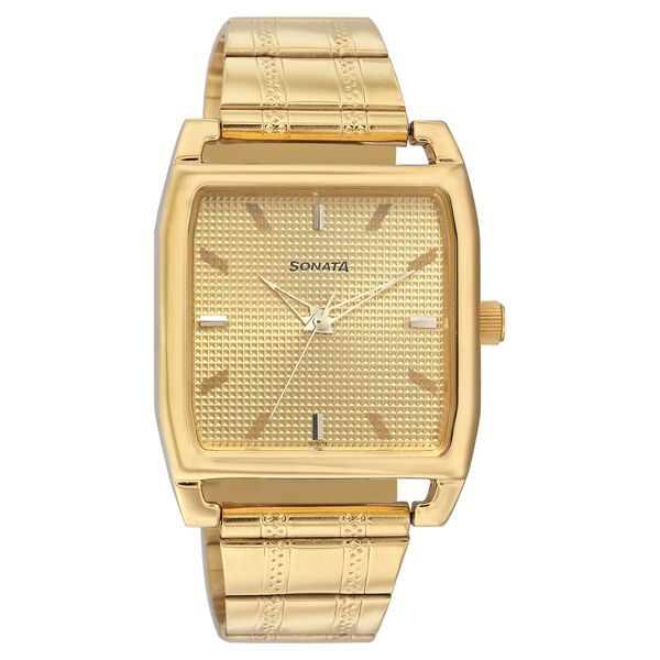 Sonata Quartz Analog Champagne Dial Strap Watch for Men - image number 0