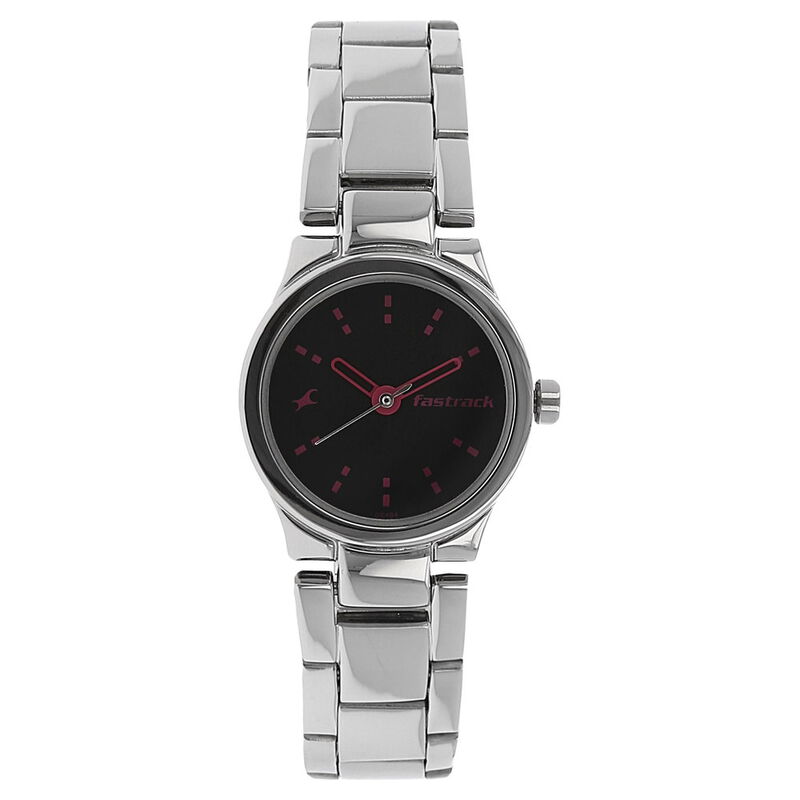 Fastrack Quartz Analog Black Dial Metal Strap Watch for Girls