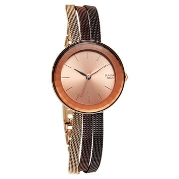 Titan Raga Delight Rose Gold Dial Women Watch With Stainless Steel Strap