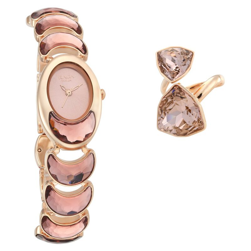 Rose Gold Titan Girls Wrist Watch Titan Quartz Analog Rose Gold