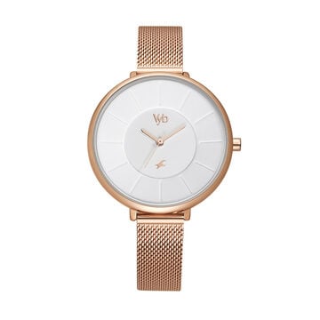 Vyb by Fastrack Quartz Analog White Dial Stainless Steel Strap Watch for Girls