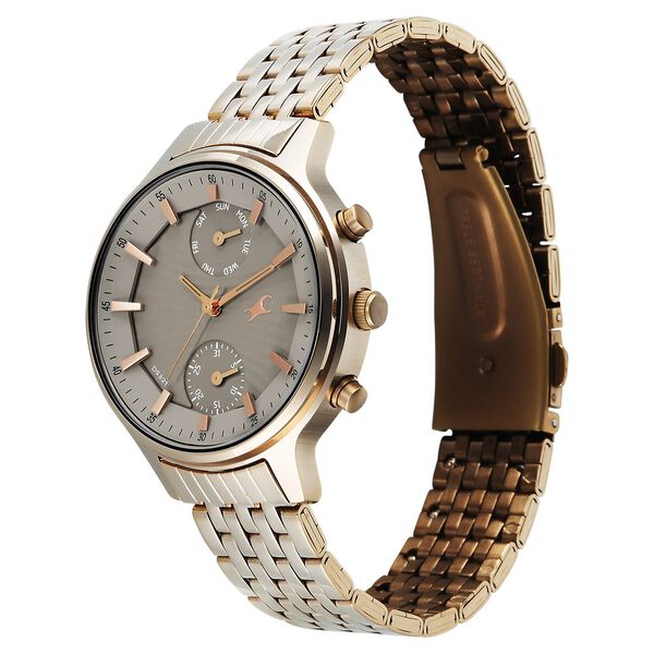 Fastrack Chrome K Quartz Multifunction Grey Dial K Chrome Stainless Steel Strap Watch For Girls - image number 2