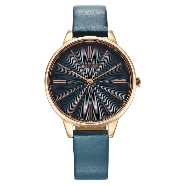 Titan Neo Quartz Analog Blue Dial Leather Strap Watch For Women - image number 0