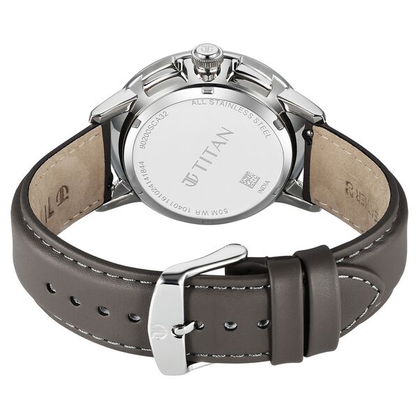 Titan Light leathers Multifunction Anthracite Dial Leather Strap Watch For Men - image number 4