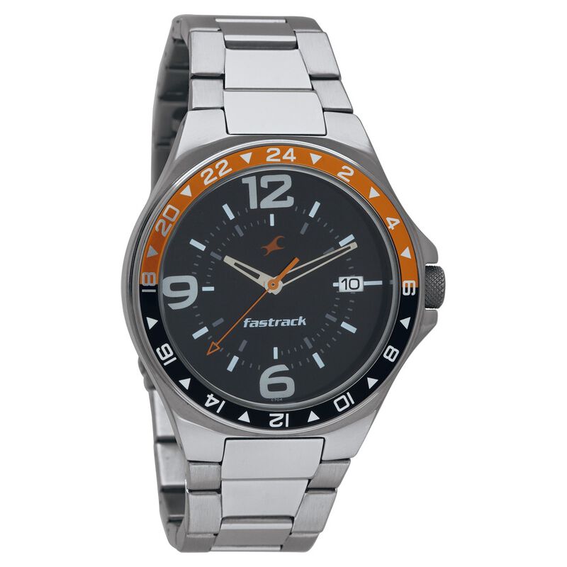 Fastrack Quartz Analog with Date Black Dial Stainless Steel Strap Watch for Guys - image number 0
