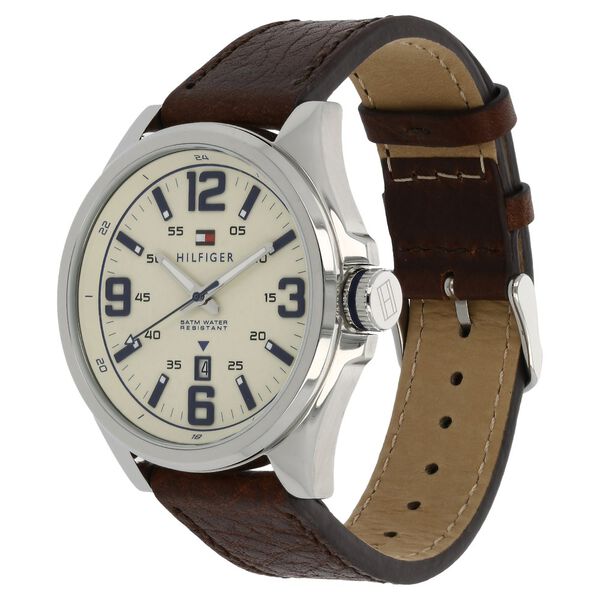Tommy Hilfiger Quartz Analog Beige Dial Silicone Strap Watch for Men - image number 1