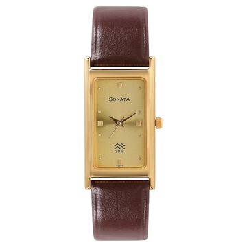Sonata Quartz Analog Champagne Dial Watch for Men