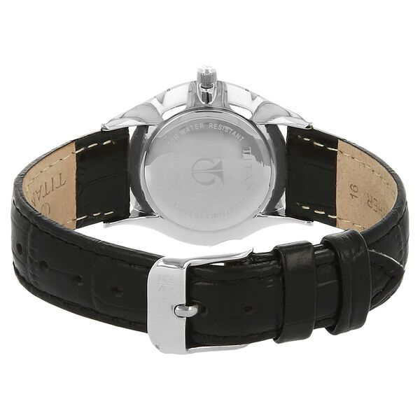 Titan Quartz Analog Black Dial Leather Strap Watch for Women - image number 3