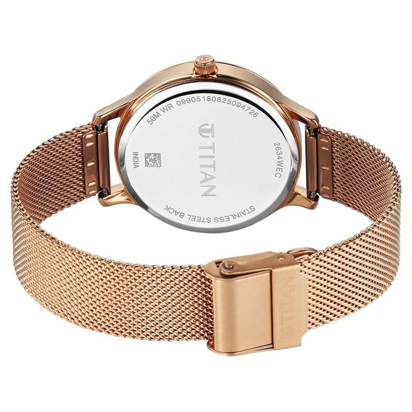 Titan Purple Superheads Quartz Analog Rose Gold Dial Rose Gold Stainless Steel Strap Watch For Women - image number 5