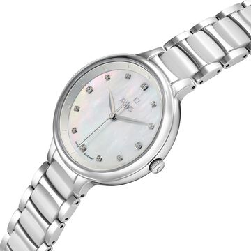 Xylys Swiss Analog White Steel And Ceramic Strap Mother Of Pearl Dial Watch For Women