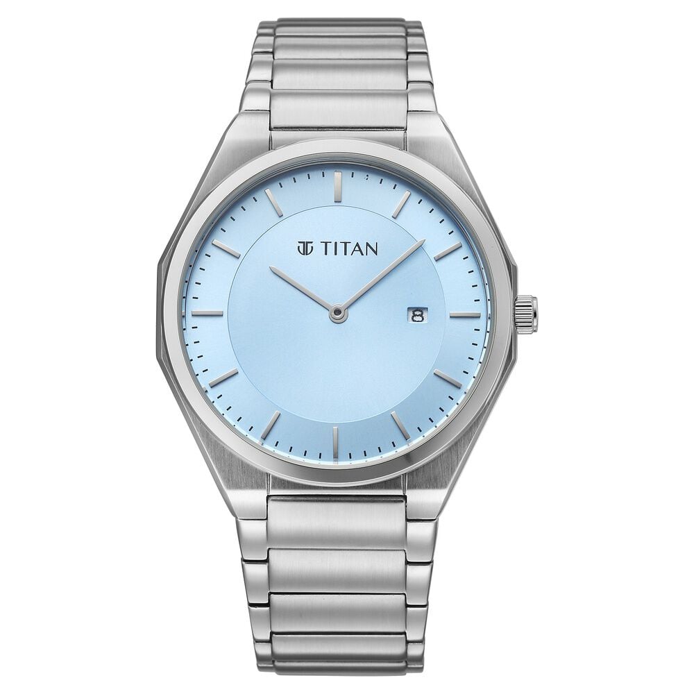 Titan Classique Slim Wear Quartz Analog Blue Dial Silver Stainless Steel Strap Refined Formal Dress Watch For Men-image-10