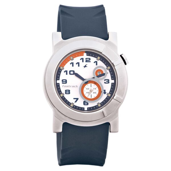 Fastrack Quartz Analog with Date Silver Dial Silicone Strap Watch for Guys - image number 0