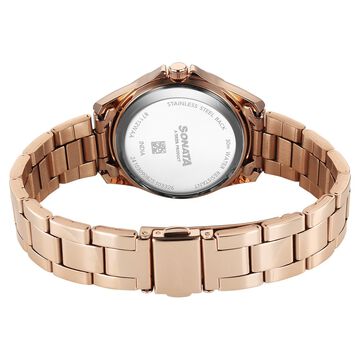Sonata Festive Quartz Multifunction Pink Dial Metal Strap Watch For Women