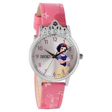 Zoop Disney Snow White Analog Watch with Silver Dial & Pink Strap for Girls Kids, from House of Titan
