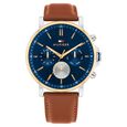 Tommy Hilfiger Quartz Multifunction Blue Dial Brown Leather Strap Watch For Men - image number 0