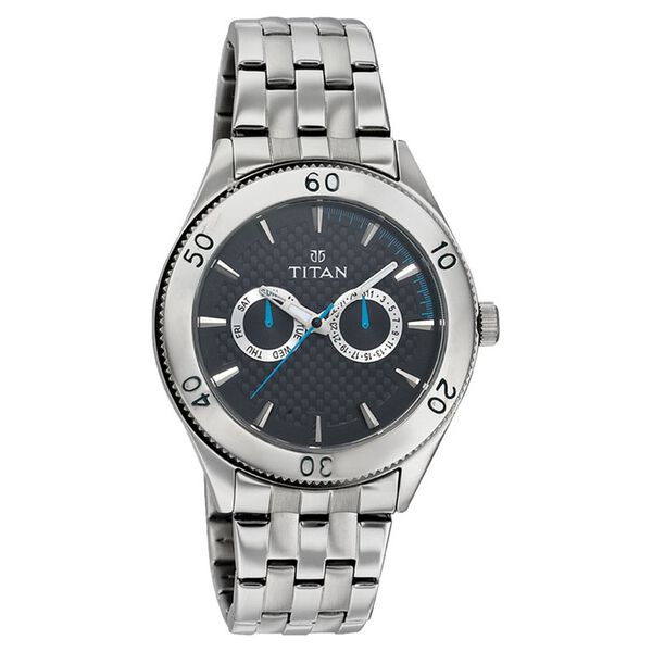 Titan Quartz Multifunction Black Dial Metal Strap Watch for Men - image number 0