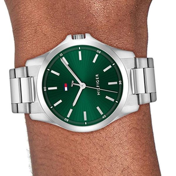 Tommy Hilfiger Quartz Analog Green Dial Silver Stainless Steel Strap Watch For Men - image number 3
