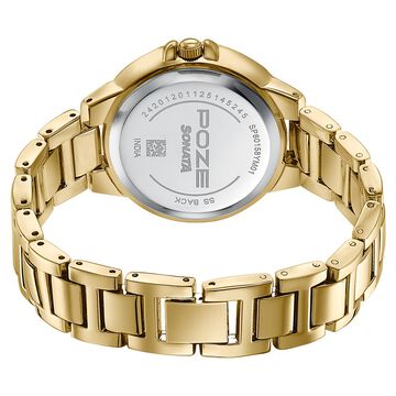 Poze By Sonata Quartz Analog silver Dial Golden Metal Strap Watch For Women